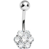 925 Sterling Silver Cubic Zirconia Blooming Flower Belly Ring