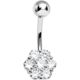 925 Sterling Silver Cubic Zirconia Blooming Flower Belly Ring