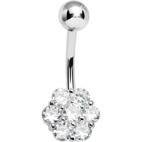 925 Sterling Silver Cubic Zirconia Blooming Flower Belly Ring