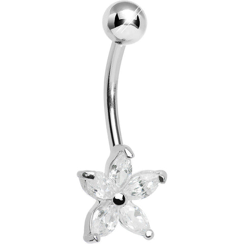 925 Sterling Silver Cubic Zirconia Lily Belly Ring