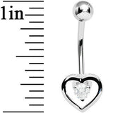 925 Sterling Silver Cubic Zirconia Hollow Heart Belly Ring