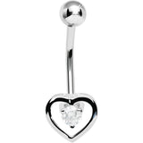 925 Sterling Silver Cubic Zirconia Hollow Heart Belly Ring
