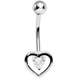 925 Sterling Silver Cubic Zirconia Hollow Heart Belly Ring