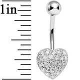925 Sterling Silver Cubic Zirconia Paved Heart Belly Ring