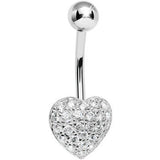 925 Sterling Silver Cubic Zirconia Paved Heart Belly Ring