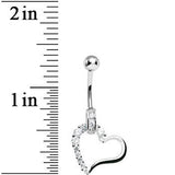 925 Sterling Silver Cubic Zirconia Hollow Heart Charm Belly Ring