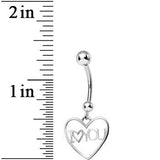 925 Sterling Silver I Love You Heart Dangle Belly Ring