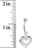 925 Sterling Silver Cubic Zirconia Encased Heart Dangle Belly Ring