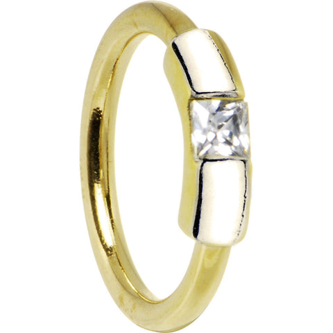 14G 3/8 Solid 14K Yellow Gold Clear CZ Captive Ring