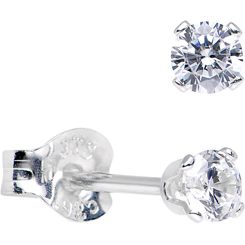 925 Sterling Silver 2.5mm CZ Round Stud Earrings
