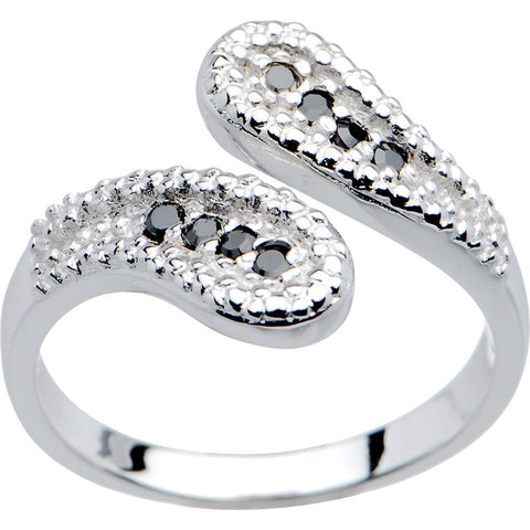 10K White Gold Black Cubic Zirconia Wrap Toe Ring
