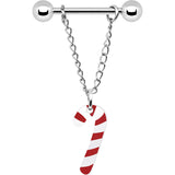 14G Christmas Candy Cane Chain Dangle Nipple Ring Set