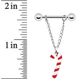 14G Christmas Candy Cane Chain Dangle Nipple Ring Set