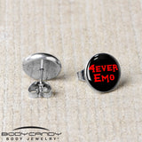 Black Red 4 Ever Emo Stud Earrings by Onyx O