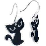 Black Cat Glow in the Dark Fishhook Dangle Earrings