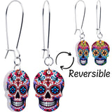 Acrylicious Sugar Skull Double Sided Reversible Skull Earrings