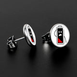 Battery Empty Stud Earrings by Onyx O