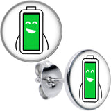 Battery Full Stud Earrings by Onyx O