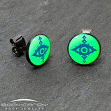 Black Anodized Evil Eye Glow in the Dark Stud Earrings by Onyx O