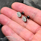 Black Anodized Halloween Ghost Dog Walker Glow in the Dark Stud Earrings by Onyx O