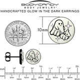 Black Anodized Halloween Ghost Dog Walker Glow in the Dark Stud Earrings by Onyx O