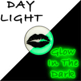 Black Anodized Steel Lipstick Kiss Mark Glow in the Dark Stud Earrings by Onyx O