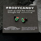 Black Anodized Steel Glow in the Dark Stud Earrings by Onyx O