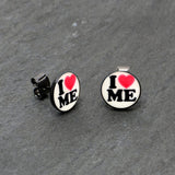 Black Anodized Steel Glow in the Dark Stud Earrings by Onyx O