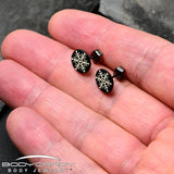 Black Anodized Glow in the Dark Holiday Snowflake Stud Earrings by Onyx O