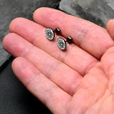 Black Anodized Steel Heart Spider Web Glow in the Dark Stud Earrings by Onyx O