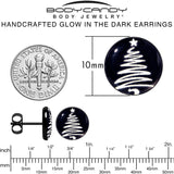 Black Anodized Glow in the Dark Holiday Christmas Tree Stud Earrings by Onyx O