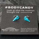 Blue Acrylic Brontosaurus Dinosaur Stud Earrings