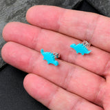 Blue Acrylic Stegosaurus Dinosaur Stud Earrings