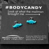 Blue Acrylic Stegosaurus Dinosaur Stud Earrings