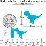 Blue Acrylic Tyrannosaurus Rex Dinosaur Stud Earrings
