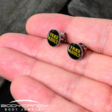 Black Yellow Fake Adult Stud Earrings by Onyx O