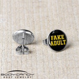 Black Yellow Fake Adult Stud Earrings by Onyx O