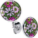Blossom Creation Paradise of Pink Flowers Stud Earrings by Onyx O