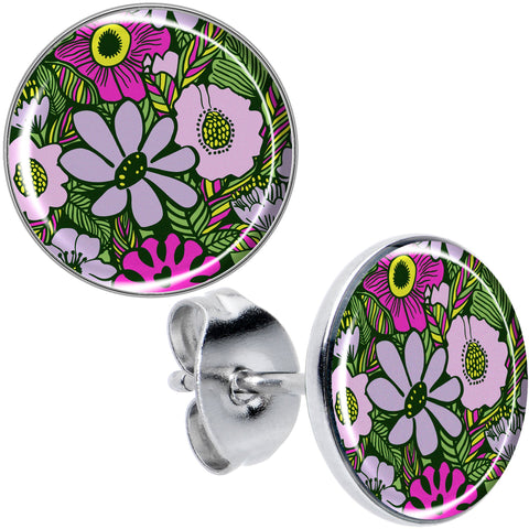 Blossom Creation Paradise of Pink Flowers Stud Earrings by Onyx O