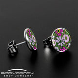 Blossom Creation Paradise of Pink Flowers Stud Earrings by Onyx O