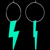 Acrylicious Glow in the Dark Lightning Bolt Hoop Earrings