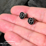 Black and White Kitty Cat Stud Earrings by Onyx O