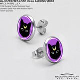 Black Mystic Kitty Cat Stud Earrings by Onyx O