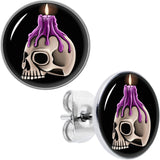 Burning Skull Candle Stud Earrings by Onyx O