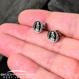 Christmas Holiday Spooky Snowman Stud Earrings by Onyx O