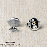 Christmas Holiday Spooky Snowman Stud Earrings by Onyx O
