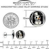 Christmas Holiday Spooky Snowman Stud Earrings by Onyx O