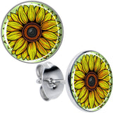 Blossom Creation Yellow Sunflower Stud Earrings by Onyx O