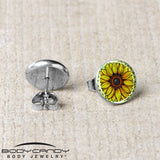 Blossom Creation Yellow Sunflower Stud Earrings by Onyx O
