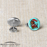Christmas Holiday Weiner Dog Stud Earrings by Onyx O